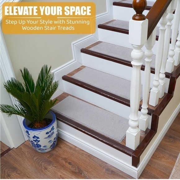 Brand New Set of 4 Stair Treads Non-Slip Carpet Runner for Wooden Steps Grey - Picture 2 of 11